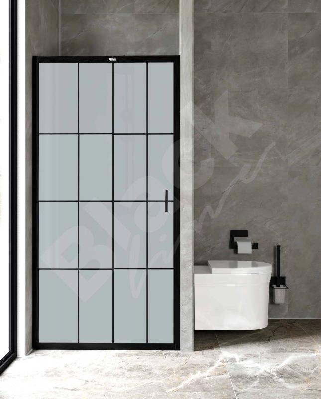 Luxuryline Duşakabin Siyah Çıtalı Kumlu İki Duvar Arası 5mm Cam Duvardan Duvara H: 190