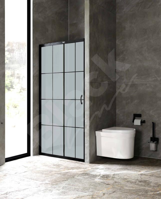 Luxuryline Duşakabin Siyah Çıtalı Kumlu İki Duvar Arası 5mm Cam Duvardan Duvara H: 190
