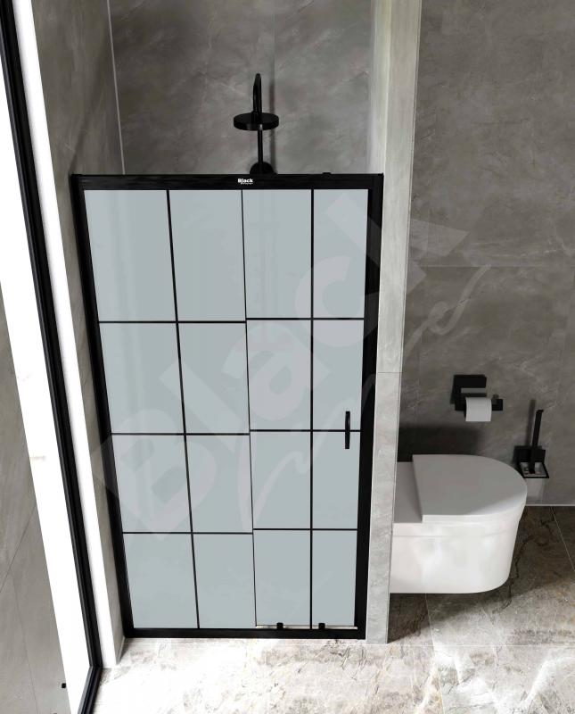 Luxuryline Duşakabin Siyah Çıtalı Kumlu İki Duvar Arası 5mm Cam Duvardan Duvara H: 190